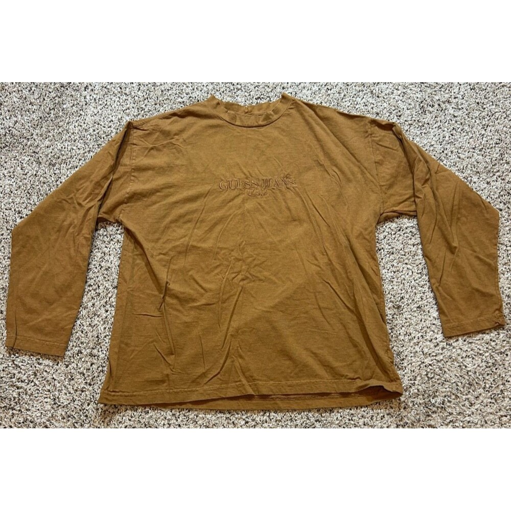 Vintage Guess By Georges Marciano Brown Long Sleeve T Shirt Mens Sz XLarge